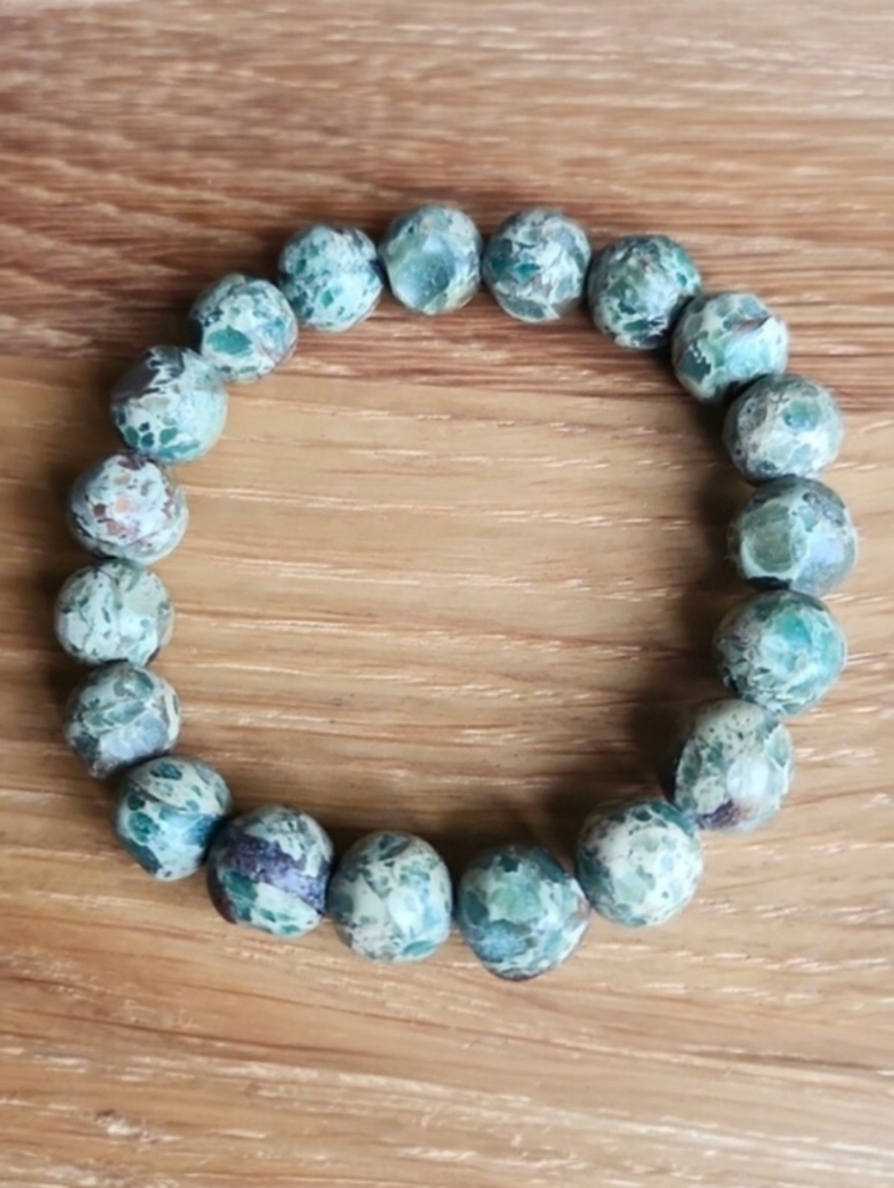 Green Sea Sediment Jasper Beaded Stretch Bracelet | Hand Crafted